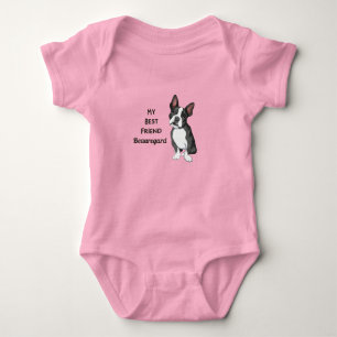 Body Para Bebê Boston Terrier My Best Frily Custom Name Pink