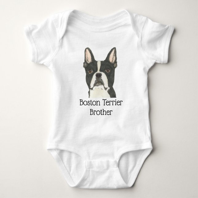 Body Para Bebê Boston Terrier personalizável (Frente)