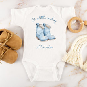 Body Para Bebê Botas Azuis Personalizadas Pequeno Cowboy Meninos