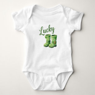 Body Para Bebê Botas de Leprechaun Sortudo no Dia de Patrick em A