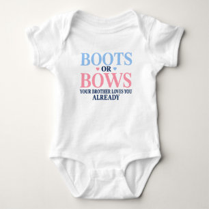 Body Para Bebê Botas ou Laços O Gênero Que Seu Irmão Ama Você