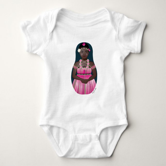 Body Para Bebê Bougainvilleano Bodysuit de Bebê Matryoshka (Frente)