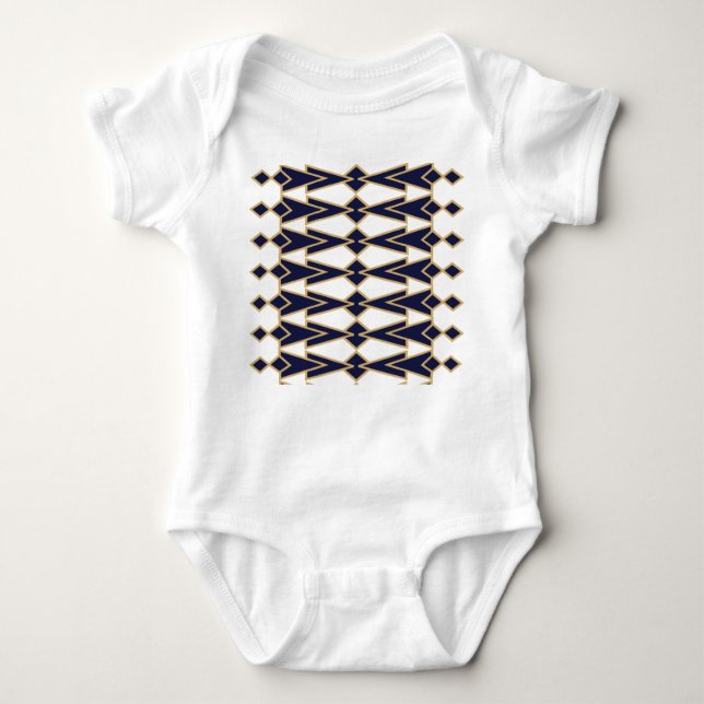 Body Para Bebê Bowties Azul e Dourado (Frente)