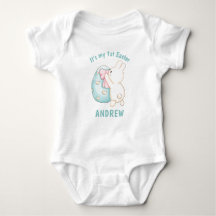 Boy Bunny & Blue Egg 1 Nome Personalizado Da Pásco