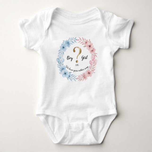 Body Para Bebê Boy or Girl? – Gender Reveal Baby Bodysuit  (Frente)