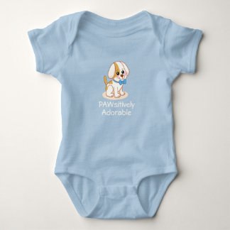 Body Para Bebê Boy Puppy Dog with Blue Bow Tie Bodysuit