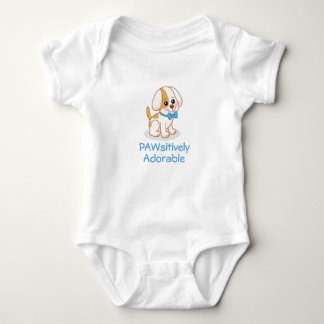 Body Para Bebê Boy Puppy Dog with Blue Bow Tie Bodysuit