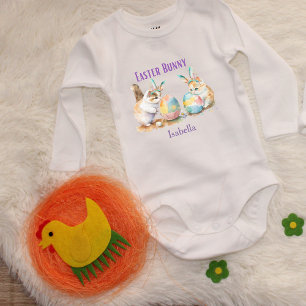 Body Para Bebê Boys De Coelhinho De Ovo De Páscoa - Meninas Perso