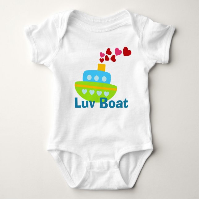 Body Para Bebê Boys Luv Boat Com Corações (Frente)