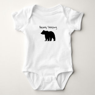 Body Para Bebê Branca Dormindo Urso Negro Woodland Bebê Roupa