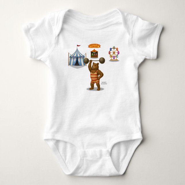 Body Para Bebê Brandon, urso forte do circo (Frente)