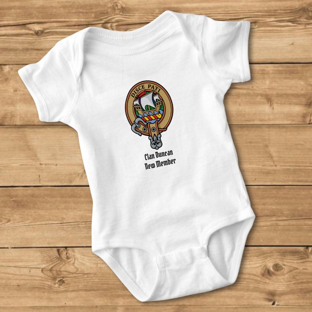 Body Para Bebê Brasão do Clã Duncan sobre Tartan (Criador carregado)