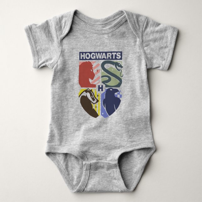 Body Para Bebê Brasão Estampado Vintage HOGWARTS™ (Frente)