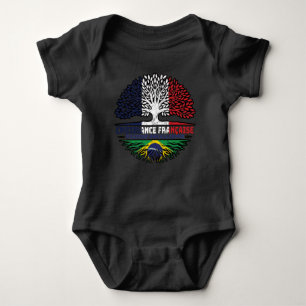 Body Para Bebê Brasil: França, França, Árvore Bandeira
