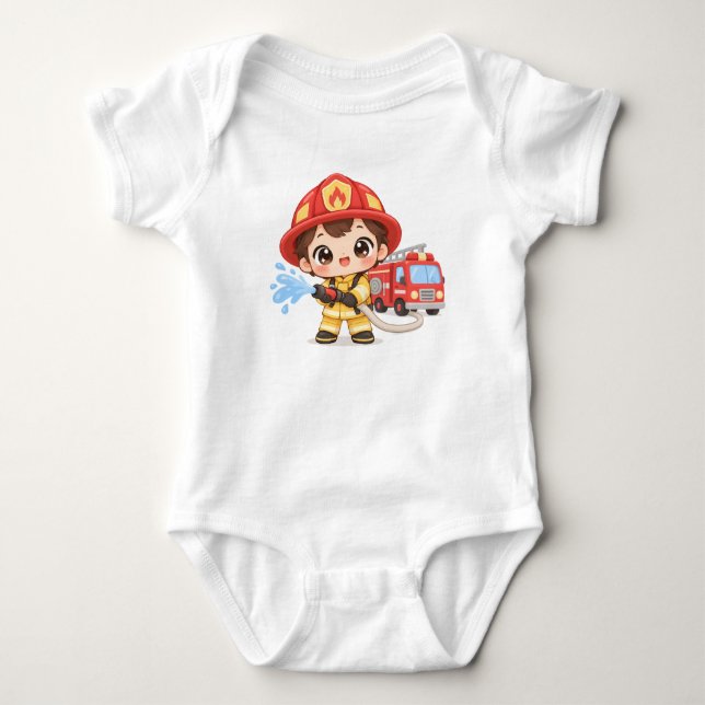 Body Para Bebê Bravinho Bombeiro (Frente)