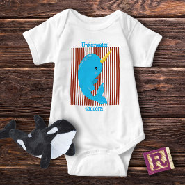 Body Para Bebê Brick Red-White Stripe ・ Ártico Narwhal