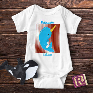 Body Para Bebê Brick Red-White Stripe ・ Ártico Narwhal