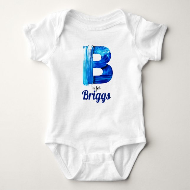 Body Para Bebê Briggs Name Revement Letter B Boy Blue Paint Newbo (Frente)