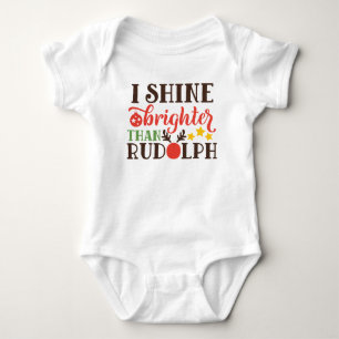 Body Para Bebê Brilho Mais Brilhante Que Rudolph
