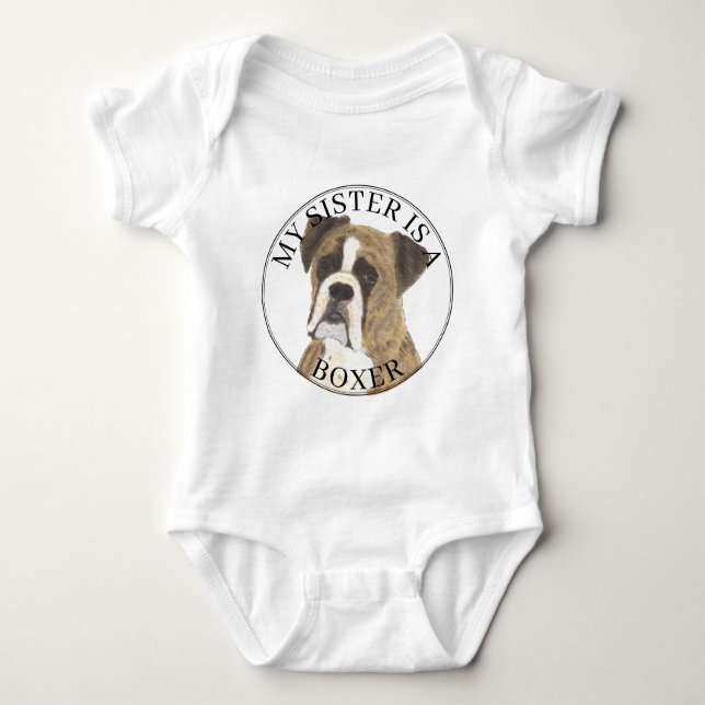 Body Para Bebê Brindle Boxer Dog Big Sister (Frente)