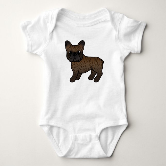 Body Para Bebê Brindle French Bulldog Cute Cartoon Dog (Frente)