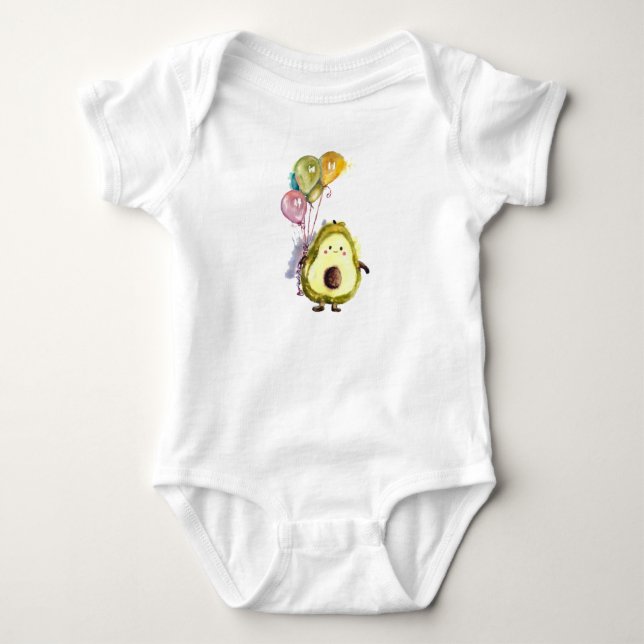 Body Para Bebê Brinquedo de ursinho de abacate com balões T-Shirt (Frente)