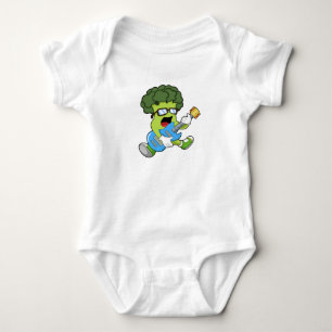 Body Para Bebê Broccoli como músico com guitarra