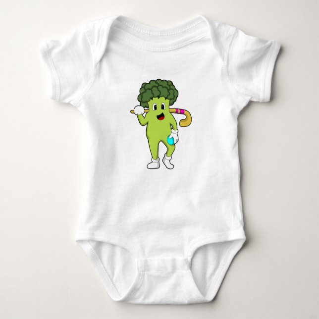 Body Para Bebê Broccoli no Hockey com taco de Hóquei (Frente)