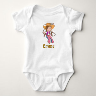 Body Para Bebê Brunette Cowgirl Shirt com nome