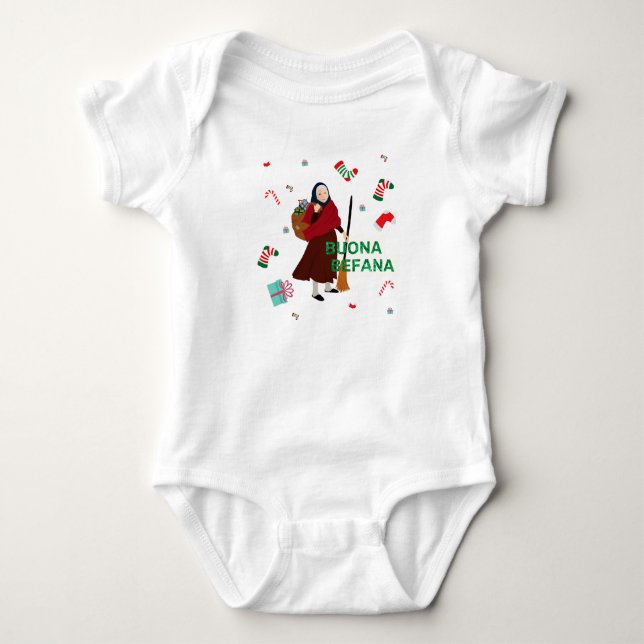 Body Para Bebê bruxa de natal buona Befana (Frente)