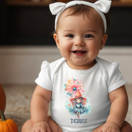 Body Para Bebê Bruxa Rosa Pastel Fofo Watercolor Halloween Femini