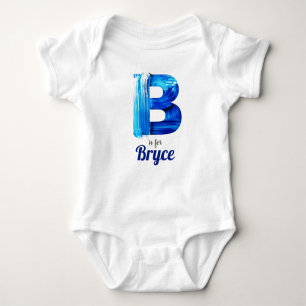Body Para Bebê Bryce Nome Revelar Letra Boy Blue Paint Newborn