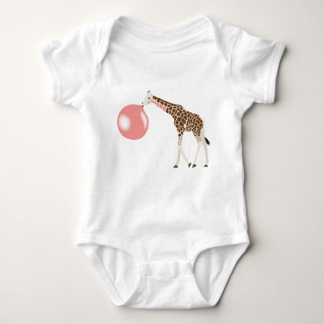 Body Para Bebê Bubble Gum Giraffe Soprando Bolha (Frente)