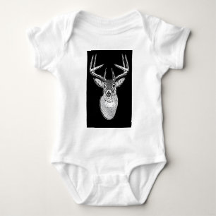 Body Para Bebê Buck no veado preto-branco-preto