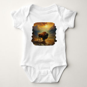 Body Para Bebê Buffalo Bison Sunset Silhouette