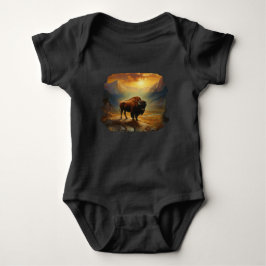 Body Para Bebê Buffalo Bison Sunset Silhouette