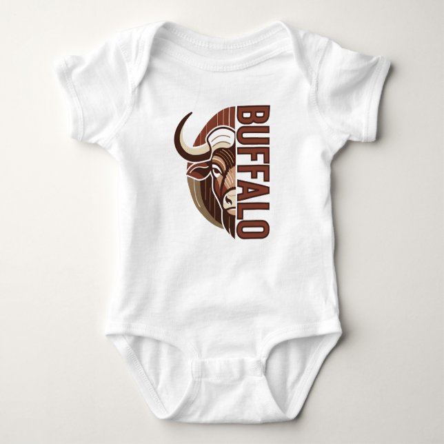 Body Para Bebê buffalo illustration with typo design (Frente)