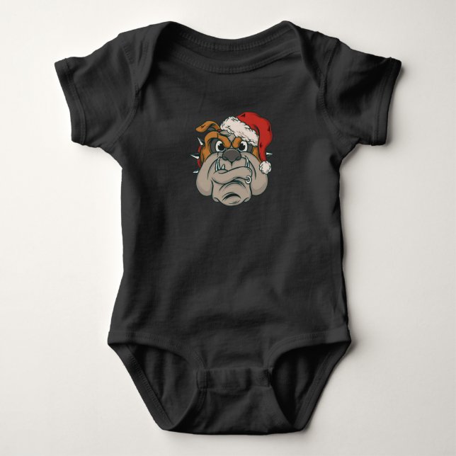 Body Para Bebê Buldogue de Natal (Frente)