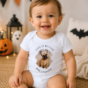 Body Para Bebê Bulldog Francês Frenchie Foto A vida é melhor bebê