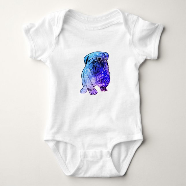 Body Para Bebê Bulldog Francês Mandala Art Jersey Bodycase, Branc (Frente)