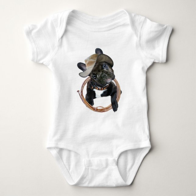 Body Para Bebê BULLDOG FRANCÊS VESTE LASSO Roupa (Frente)