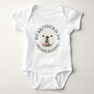 Body Para Bebê Bulldog Inglês Branco Personalizado Cachorro