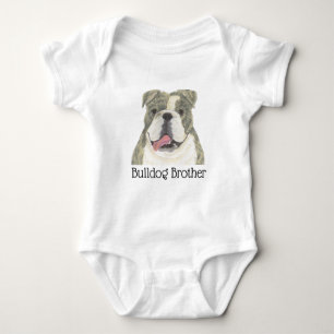 Body Para Bebê Bulldog Inglês Marrom e Branco Personalizado