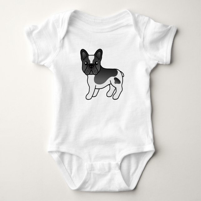 Body Para Bebê Bulldogue Francês Preto Piebald Desenho Animado Fo (Frente)
