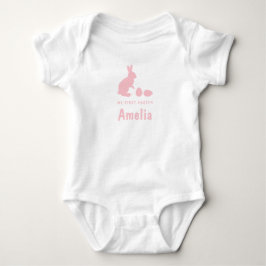 Body Para Bebê Bunny And Eggs In Pink With Name My First Easter