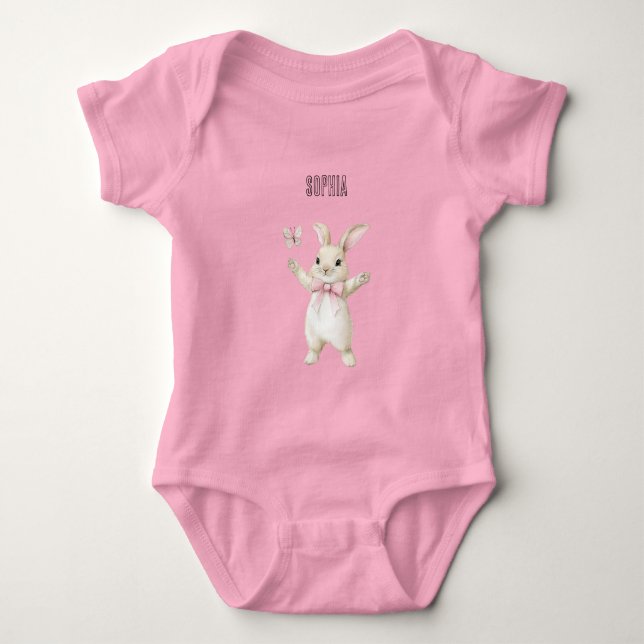 Body Para Bebê Bunny Butterfly Blush Rosa   (Frente)
