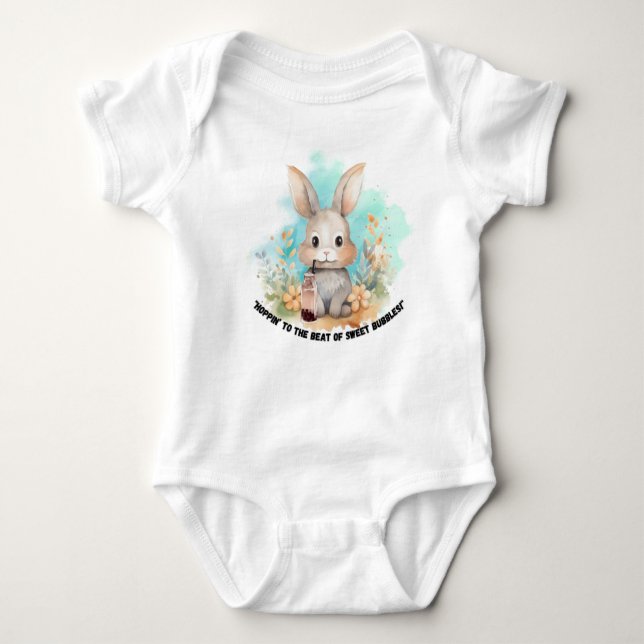 BODY PARA BEBÊ BUNNY COM UM CHÁ DE BOBA, QUOTE (Frente)