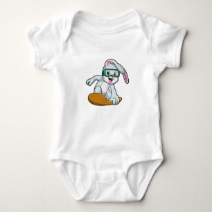 Body Para Bebê Bunny como Snowboarder com Snowboard