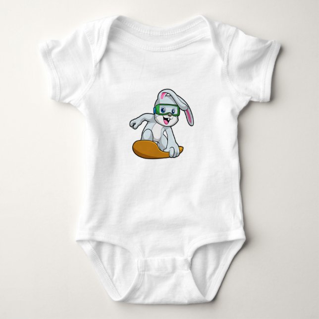 Body Para Bebê Bunny como Snowboarder com Snowboard (Frente)