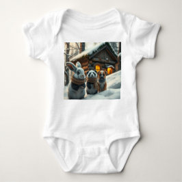 Body Para Bebê Bunny, puppy front & space neon Easter bunny back 